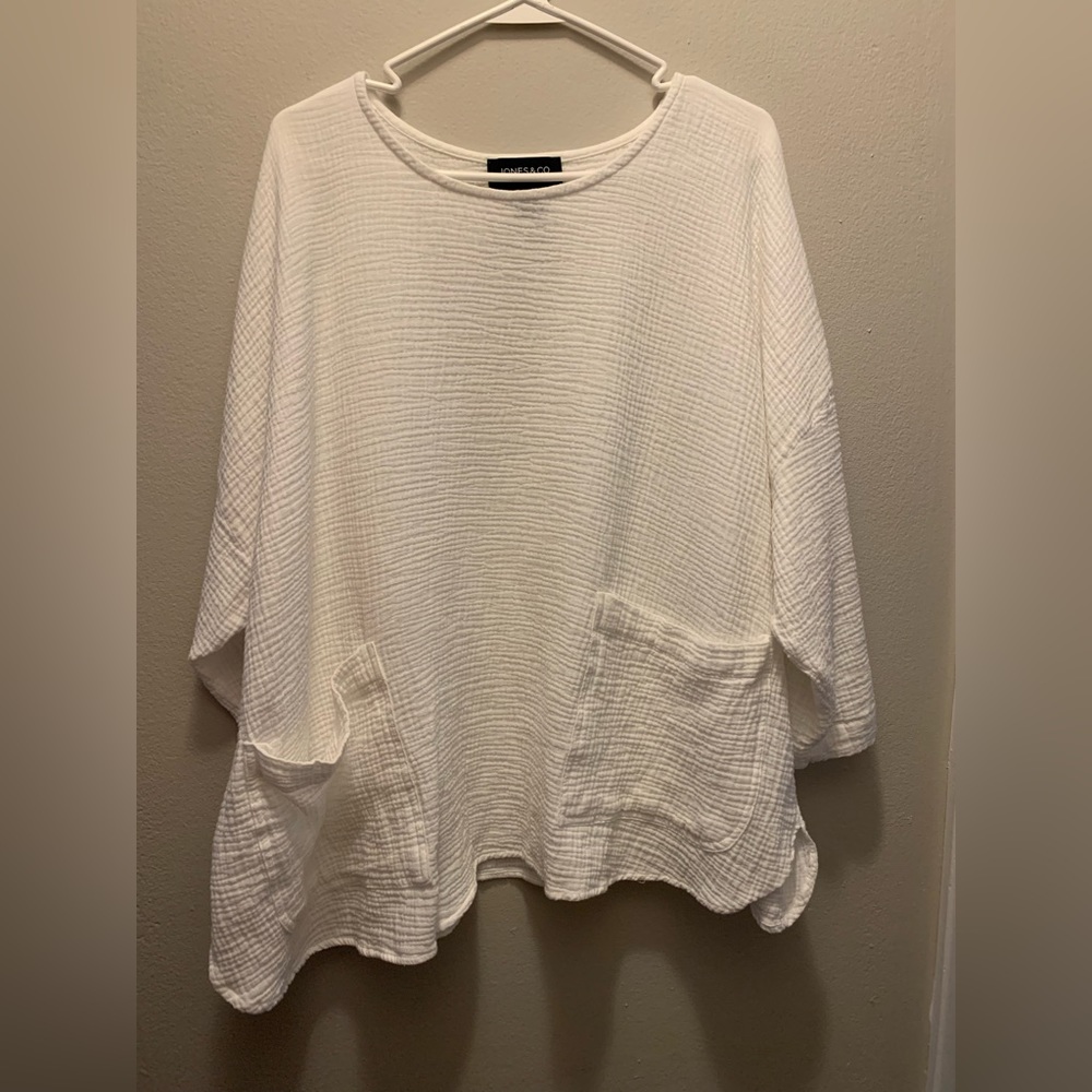 Jones + Co Women’s Beachy Textured Brushed Cotton Top Size 3X